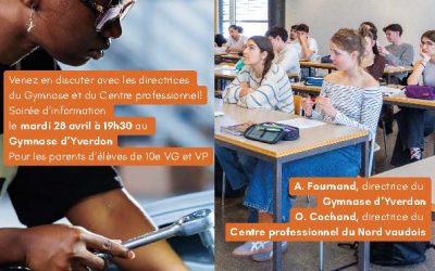Soirée d’information sur les filières du postobligatoire pour les parents des enfants de 10e