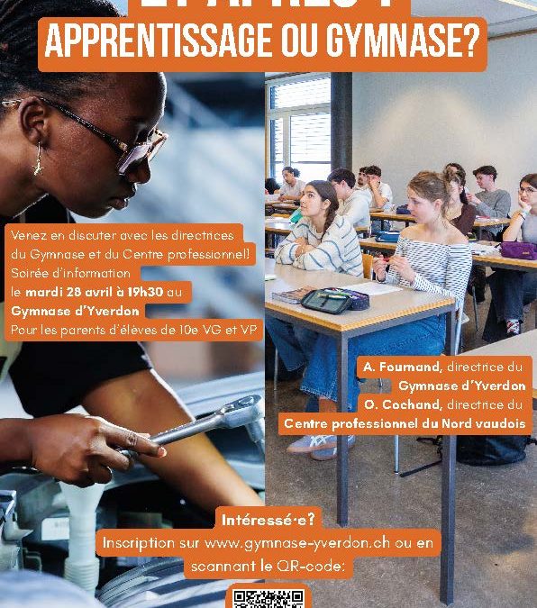 Soirée d’information sur les filières du postobligatoire pour les parents des enfants de 10e